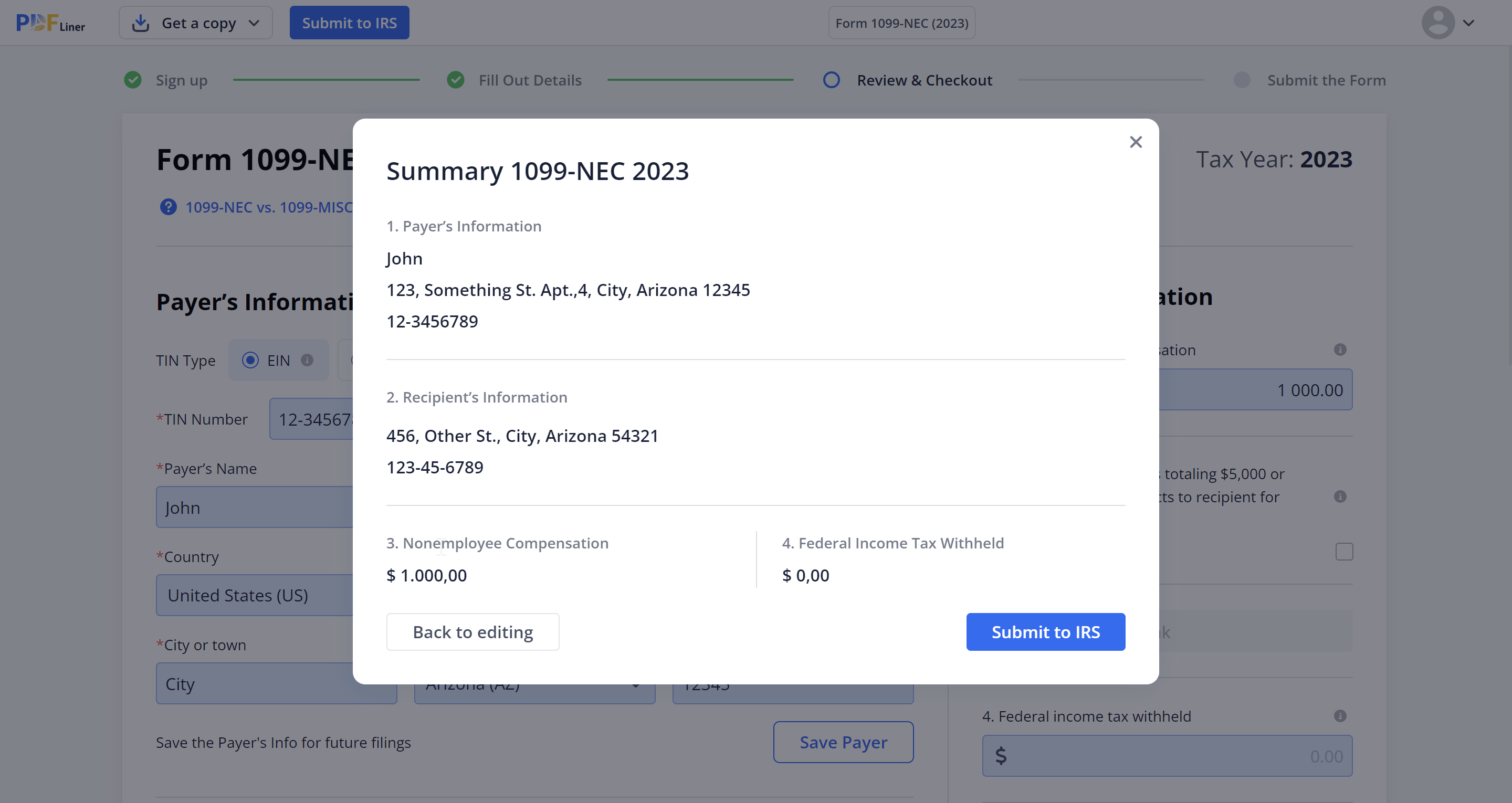 1099-nec summary checking